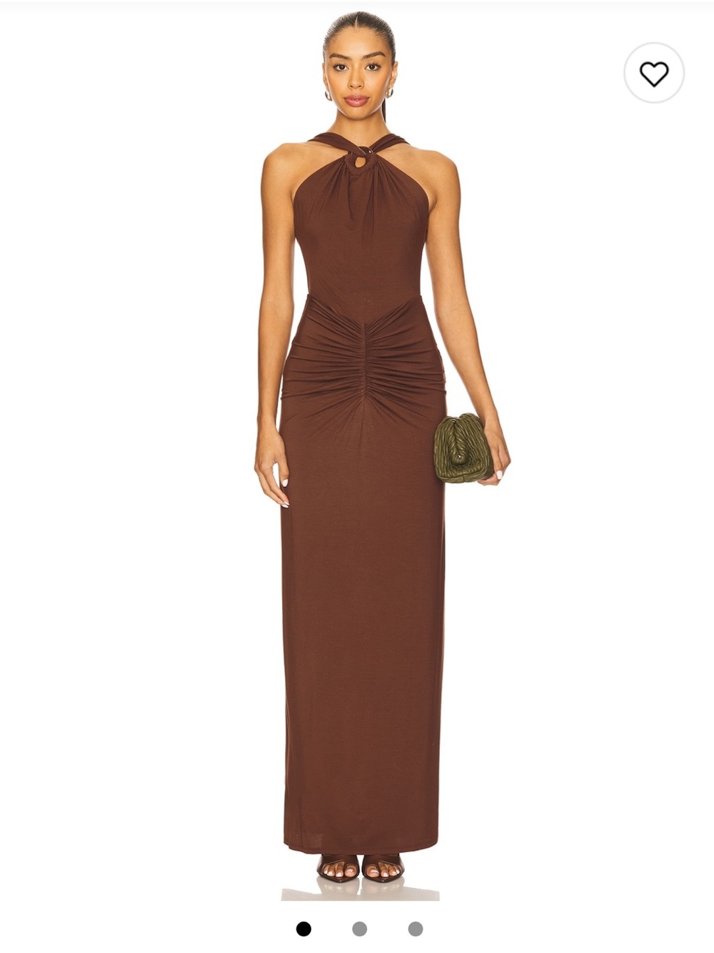 House of Harlow 1960 Brown Halter Ruched Maxi Dress